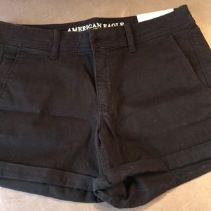 Black low rise midi shorts